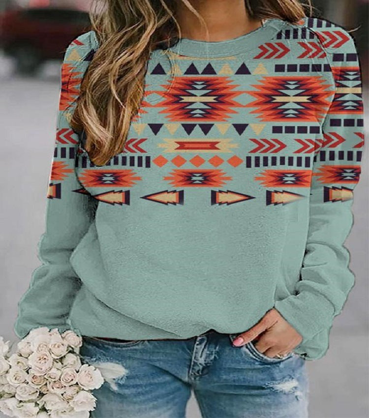 Sweatshirt Damen Regular Fit mit geometrischem Druck - 4 - Jasminaboutique.com