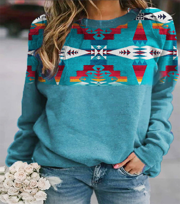 Sweatshirt Damen Regular Fit mit geometrischem Druck - 5 - Jasminaboutique.com