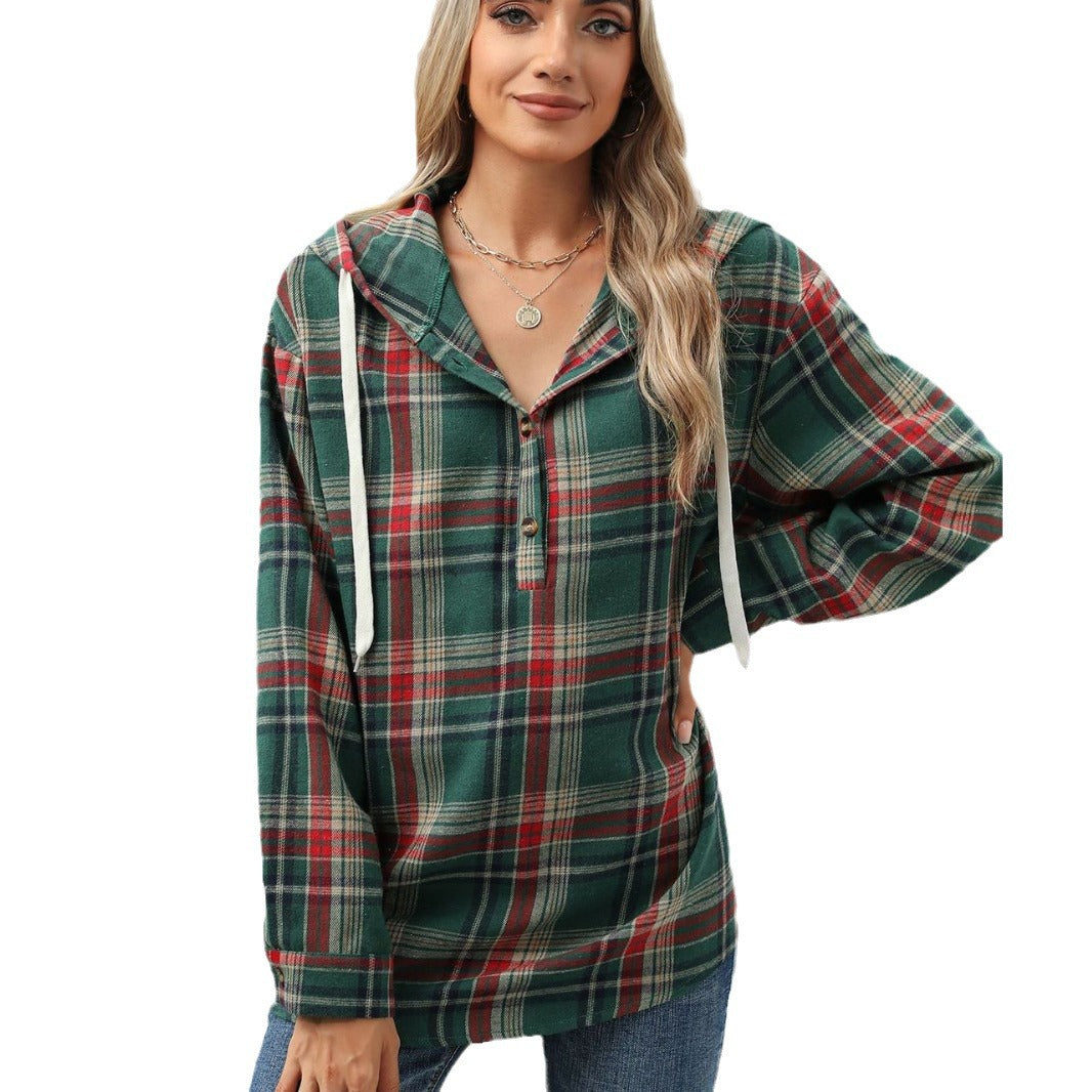 Hoodie Damen Lockerer Schnitt mit Knopfleiste - 2 - Jasminaboutique.com
