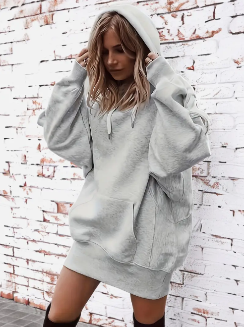 Hoodie Damen Oversized mit Kängurutasche - 3 - Jasminaboutique.com