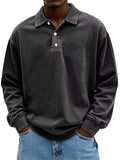 Langarm-Polohemd Herren Relaxed Fit mit Knopfleiste - 10 - Jasminaboutique.com