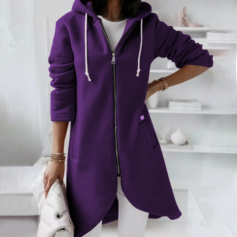 Hoodie Sweatshirt Damen Langarm mit Reißverschluss und Taschen - 1 - Jasminaboutique.com