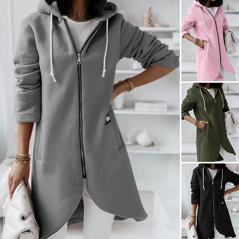 Hoodie Sweatshirt Damen Langarm mit Reißverschluss und Taschen - 2 - Jasminaboutique.com