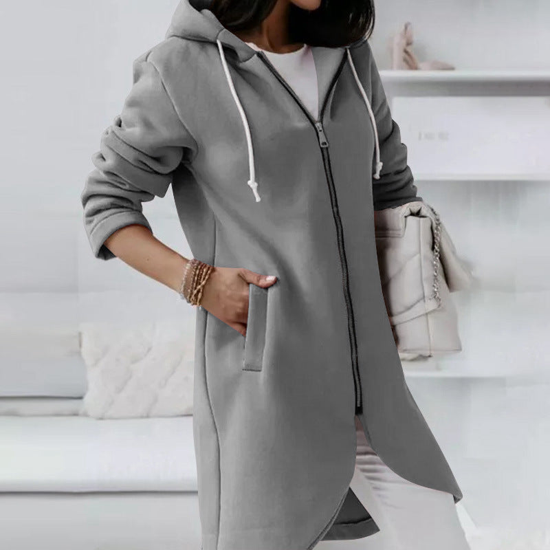 Hoodie Sweatshirt Damen Langarm mit Reißverschluss und Taschen - 5 - Jasminaboutique.com