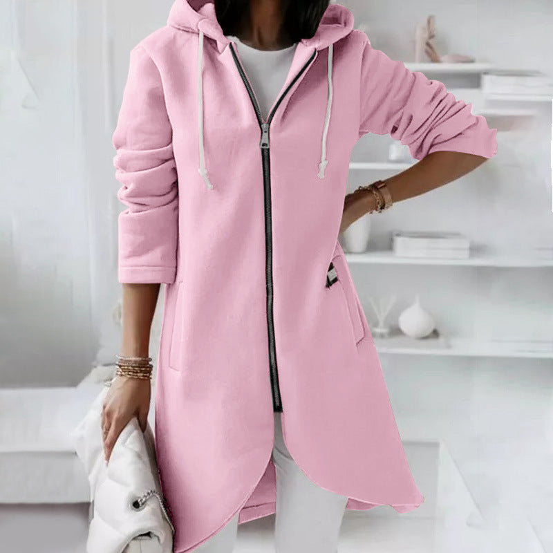 Hoodie Sweatshirt Damen Langarm mit Reißverschluss und Taschen - 6 - Jasminaboutique.com