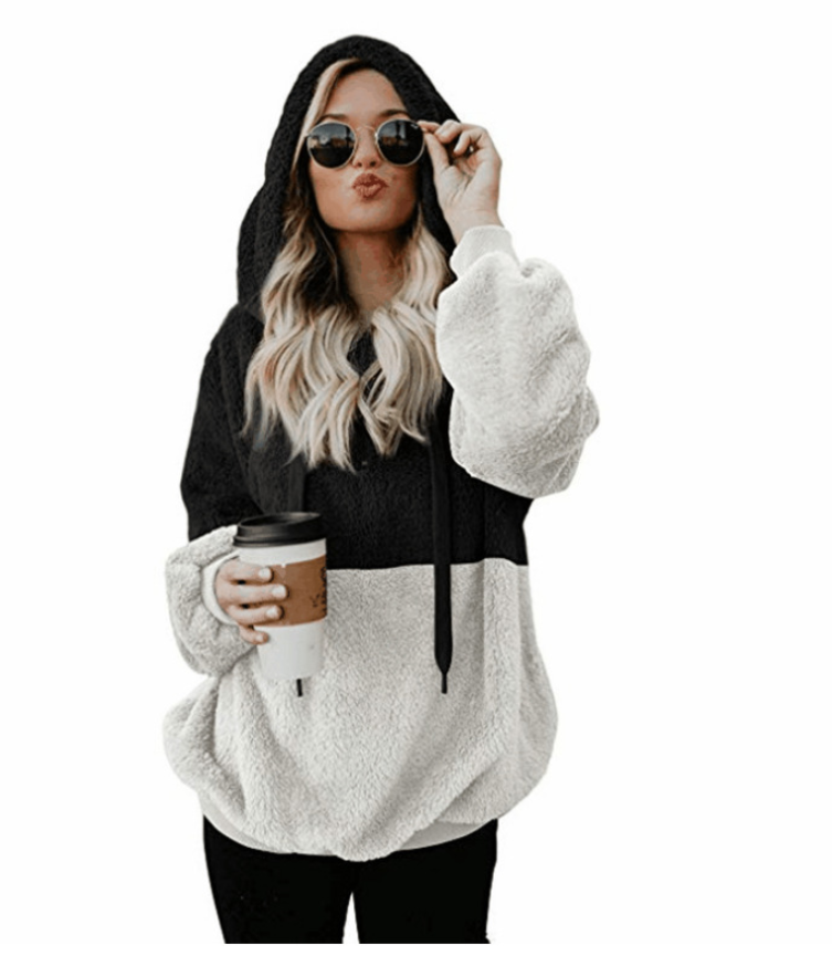 Hoodie Damen Lockerer Schnitt mit Reißverschlussdetails - 3 - Jasminaboutique.com