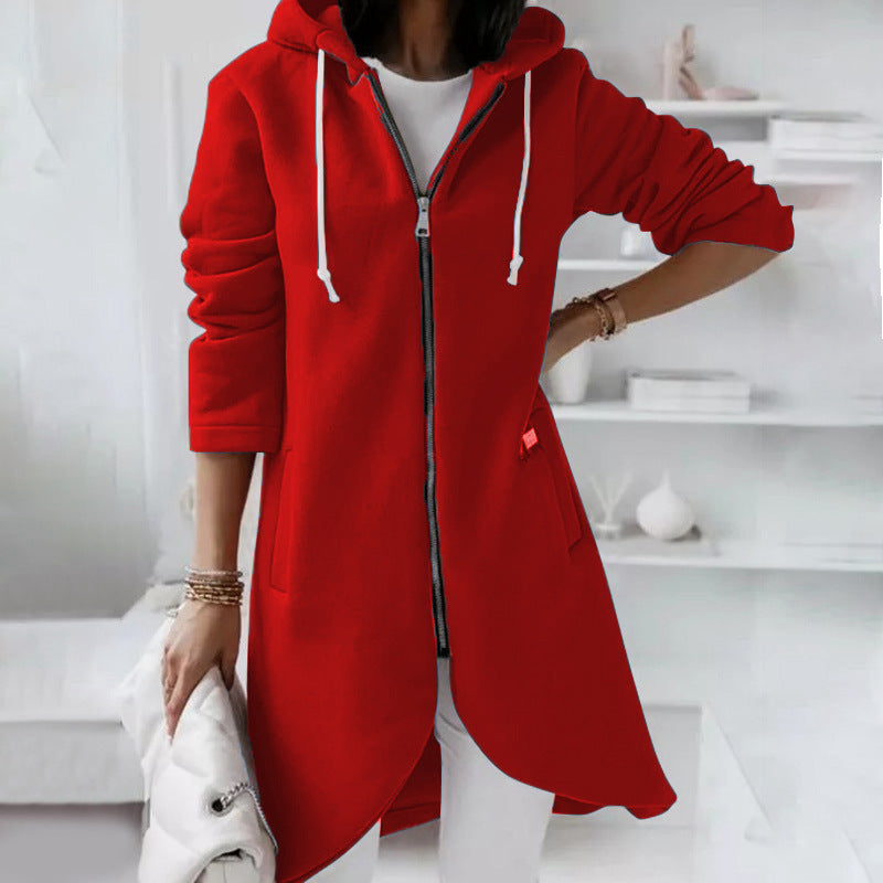 Hoodie Sweatshirt Damen Langarm mit Reißverschluss und Taschen - 8 - Jasminaboutique.com