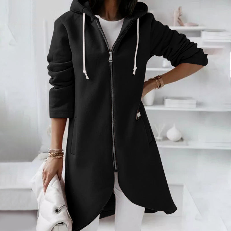 Hoodie Sweatshirt Damen Langarm mit Reißverschluss und Taschen - 9 - Jasminaboutique.com
