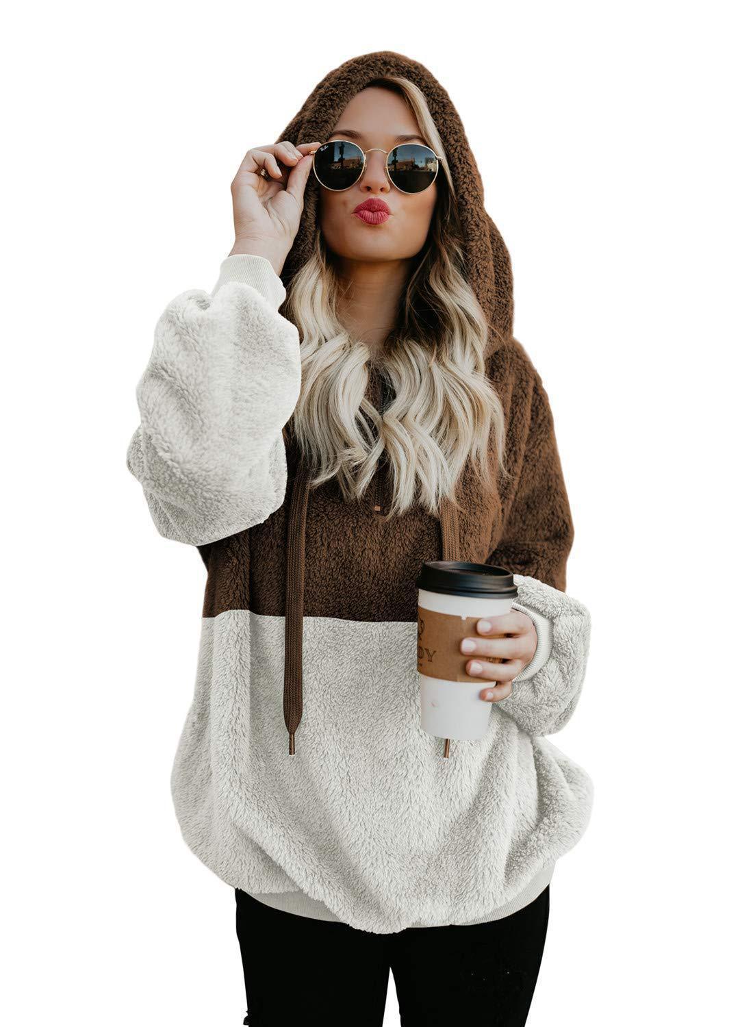 Hoodie Damen Lockerer Schnitt mit Reißverschlussdetails - 5 - Jasminaboutique.com