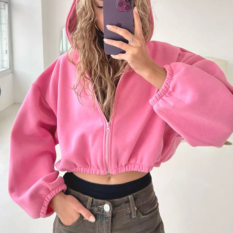 Hooded Jacket Damen Relaxed Fit mit Reißverschluss - 3 - Jasminaboutique.com