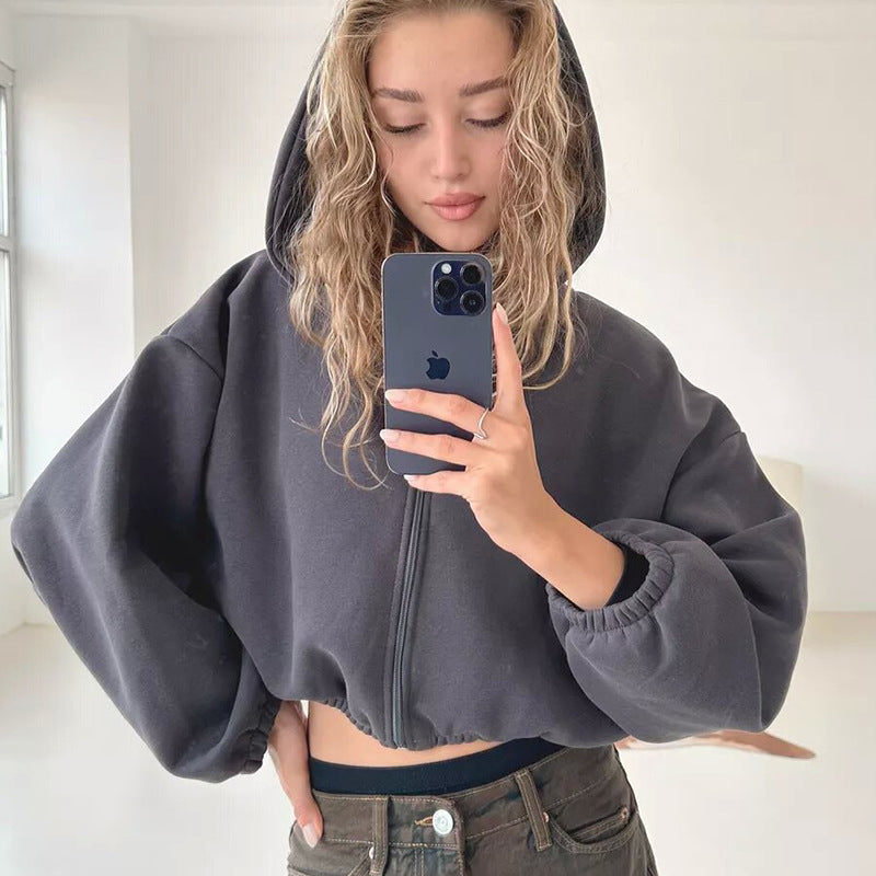Hooded Jacket Damen Relaxed Fit mit Reißverschluss - 8 - Jasminaboutique.com