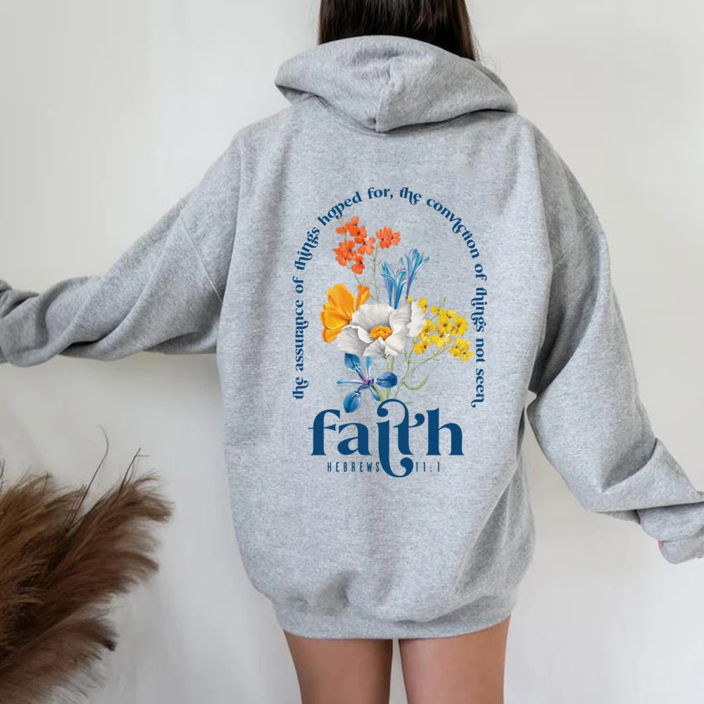 Hoodie Damen Lockerer Schnitt mit Floralprint - 4 - Jasminaboutique.com