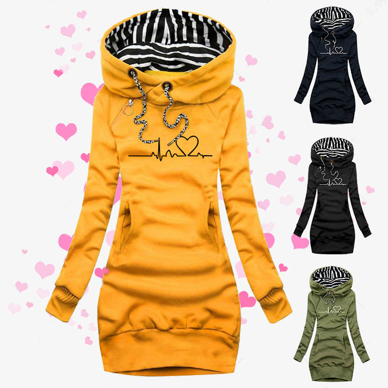 Hoodie-Kleid Damen Slim Fit mit Taschen - 1 - Jasminaboutique.com
