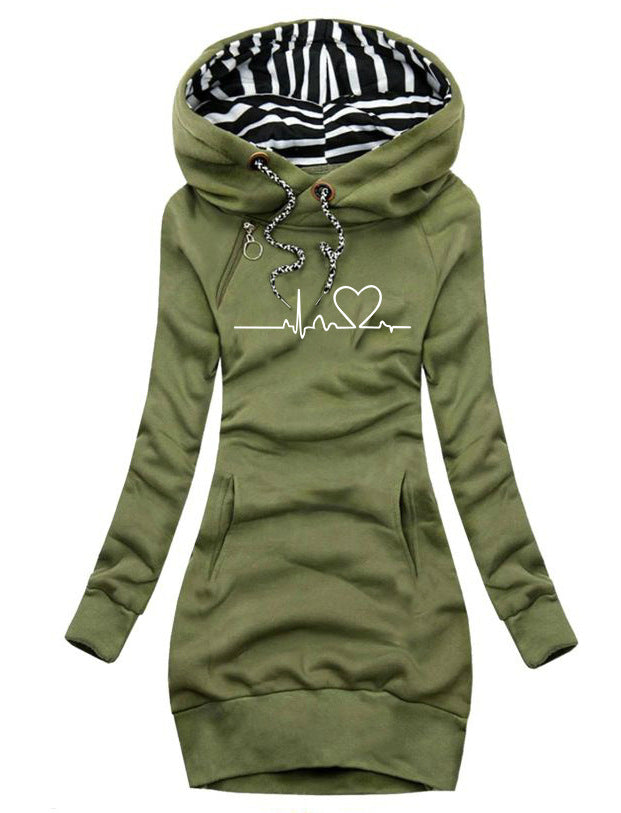 Hoodie-Kleid Damen Slim Fit mit Taschen - 2 - Jasminaboutique.com