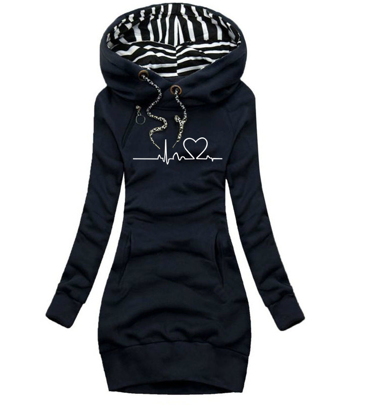 Hoodie-Kleid Damen Slim Fit mit Taschen - 4 - Jasminaboutique.com