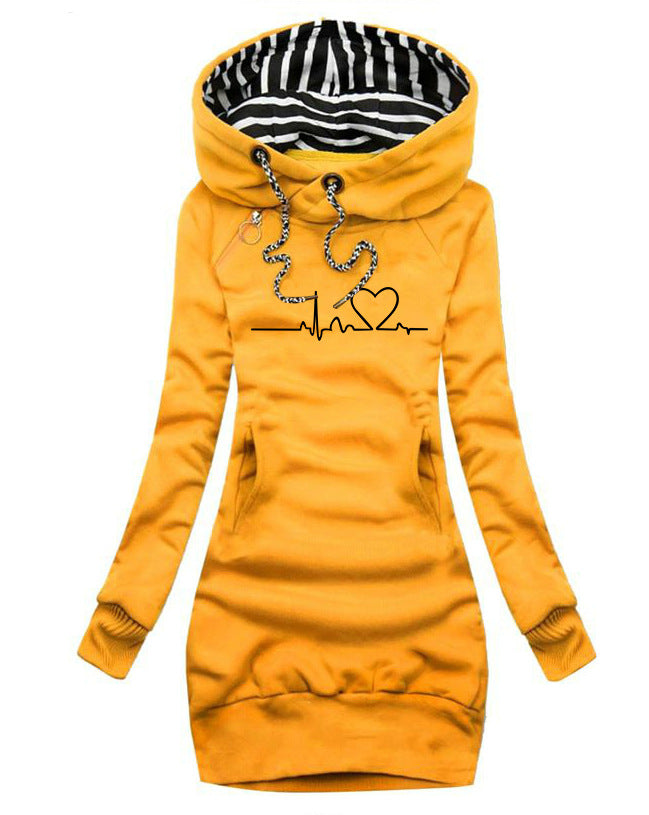 Hoodie-Kleid Damen Slim Fit mit Taschen - 5 - Jasminaboutique.com