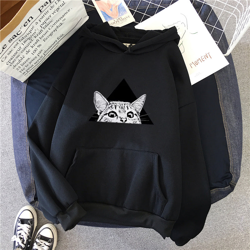 Hoodie Damen Relaxed Fit mit Katzenmotiv - 5 - Jasminaboutique.com