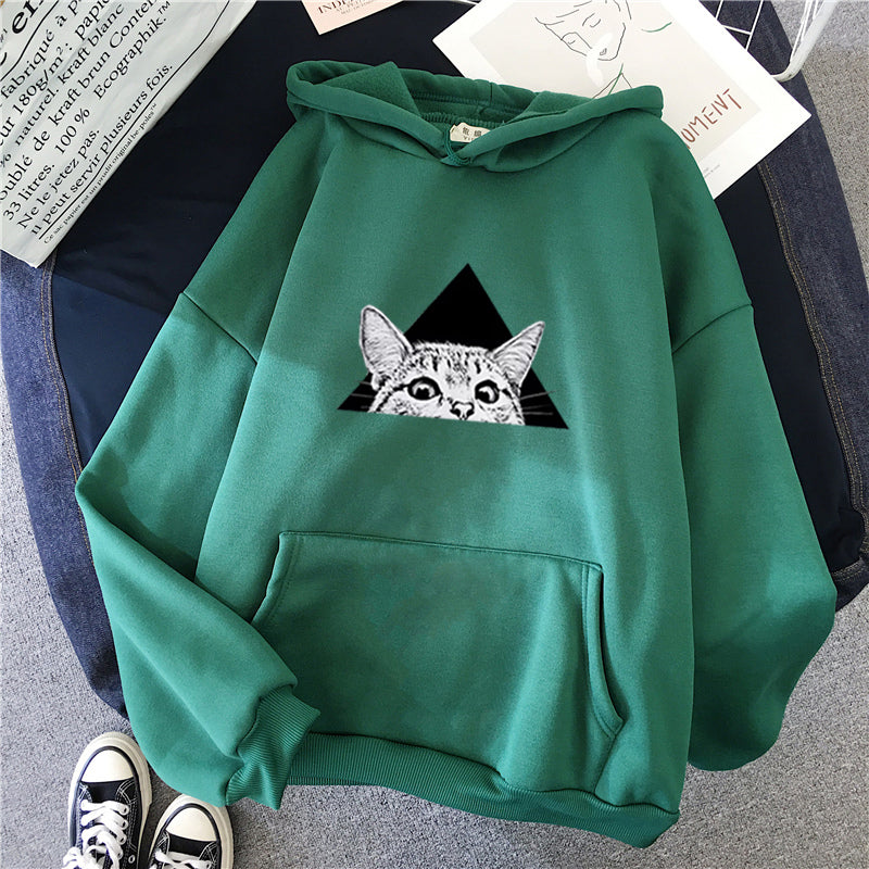 Hoodie Damen Relaxed Fit mit Katzenmotiv - 6 - Jasminaboutique.com