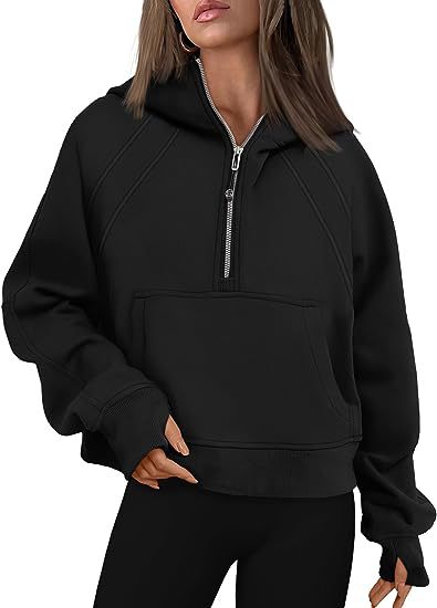 Hoodie Damen Lockerer Schnitt mit Reißverschluss und Tasche - 2 - Jasminaboutique.com