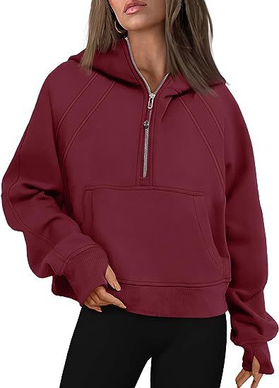 Hoodie Damen Lockerer Schnitt mit Reißverschluss und Tasche - 7 - Jasminaboutique.com