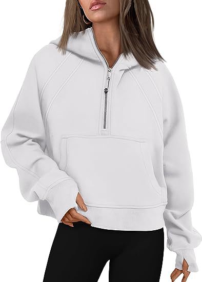 Hoodie Damen Lockerer Schnitt mit Reißverschluss und Tasche - 13 - Jasminaboutique.com
