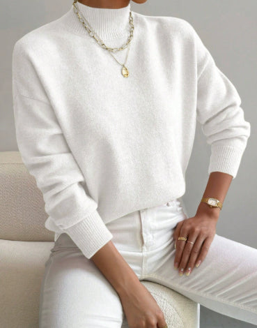 Pullover Sweater Damen Relaxed Fit mit mittelhohem Kragen - 6 - Jasminaboutique.com