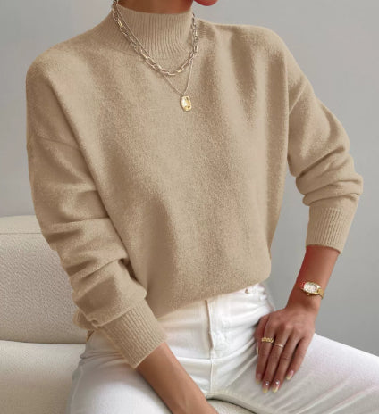 Pullover Sweater Damen Relaxed Fit mit mittelhohem Kragen - 10 - Jasminaboutique.com