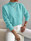 Pullover Sweater Damen Relaxed Fit mit mittelhohem Kragen - 13 - Jasminaboutique.com