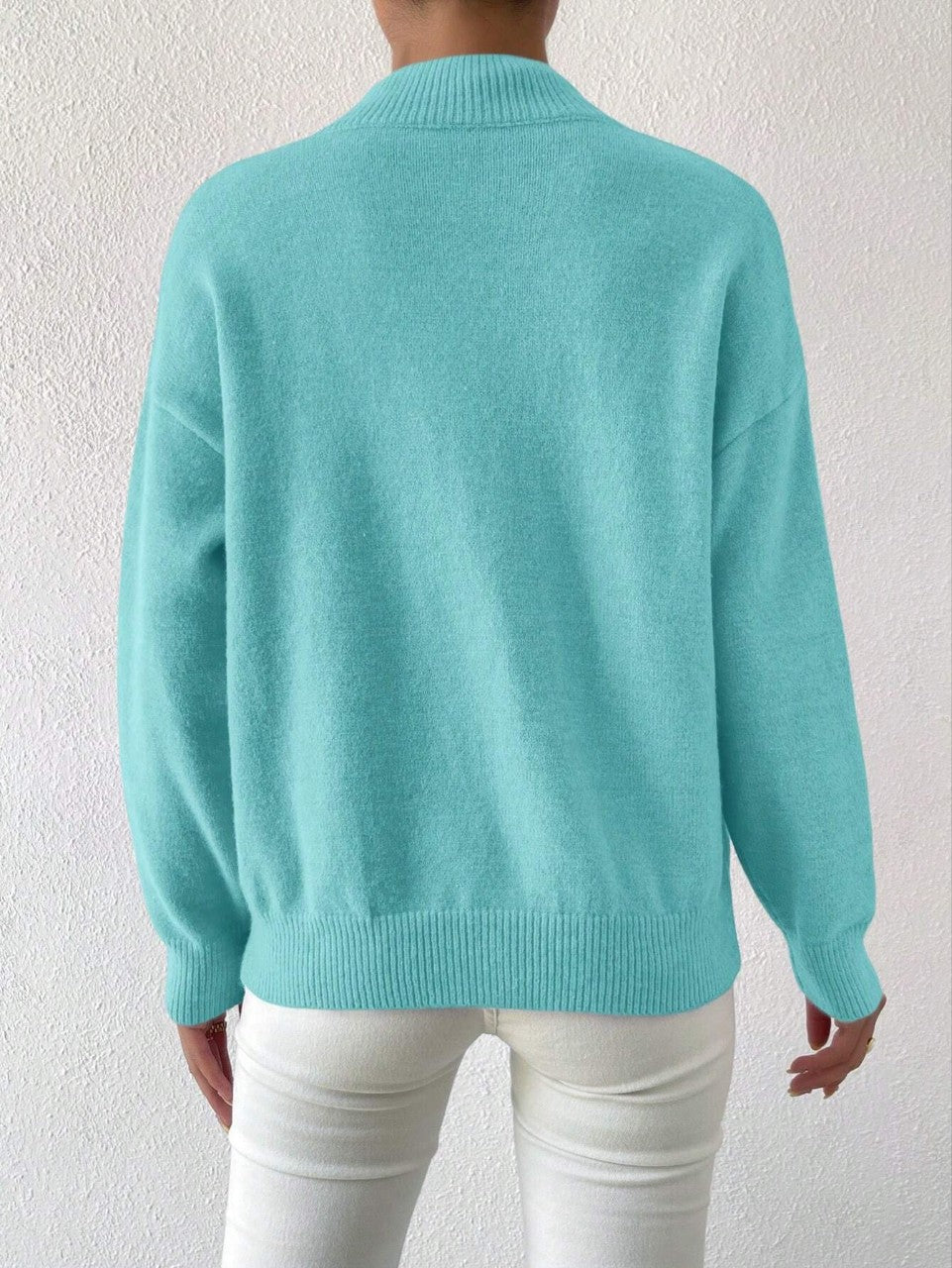 Pullover Sweater Damen Relaxed Fit mit mittelhohem Kragen - 15 - Jasminaboutique.com