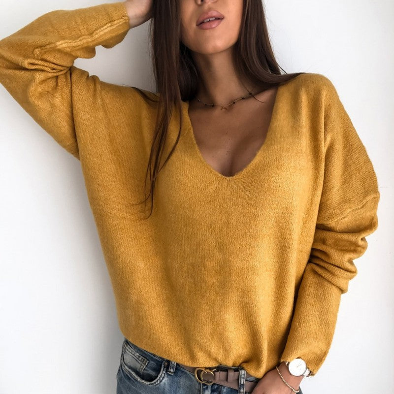 Pullover Damen Relaxed Fit mit V-Ausschnitt - 2 - Jasminaboutique.com