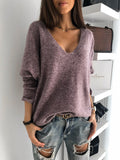 Pullover Damen Relaxed Fit mit V-Ausschnitt - 4 - Jasminaboutique.com