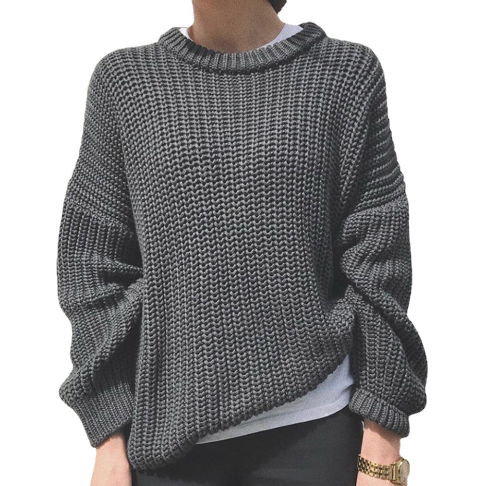 Pullover Damen Lockerer Schnitt mit Rundhalsausschnitt - 3 - Jasminaboutique.com