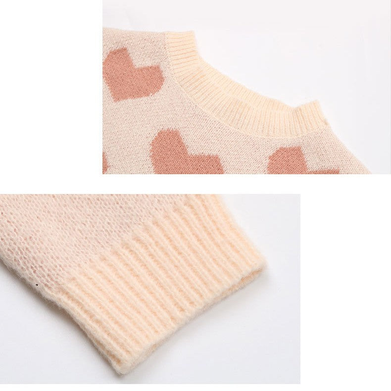 Pullover Damen Freizeitpullover mit Herzdruck - 5 - Jasminaboutique.com