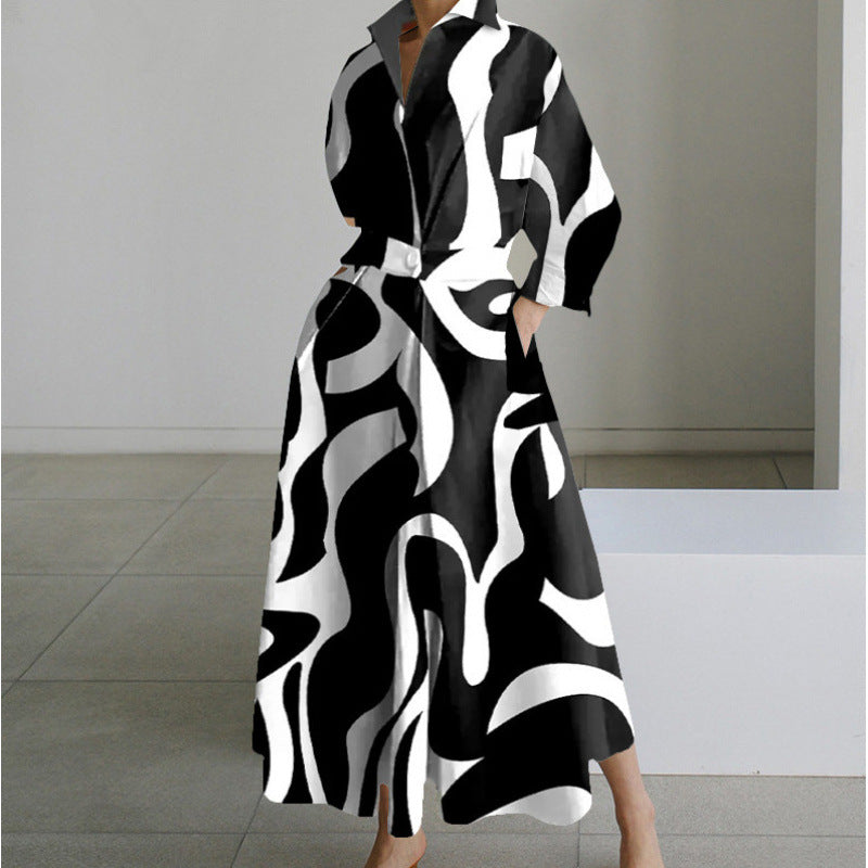 Schwingkleid Damen Lockere Passform mit Knopfleiste - 4 - Jasminaboutique.com