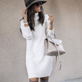 Sweaterkleid Damen Lockere Passform mit Rollkragen - 7 - Jasminaboutique.com