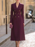 Doppelt-knopf Damenanzug-Kleid mit Revers und langen Ärmeln - 8 - Jasminaboutique.com