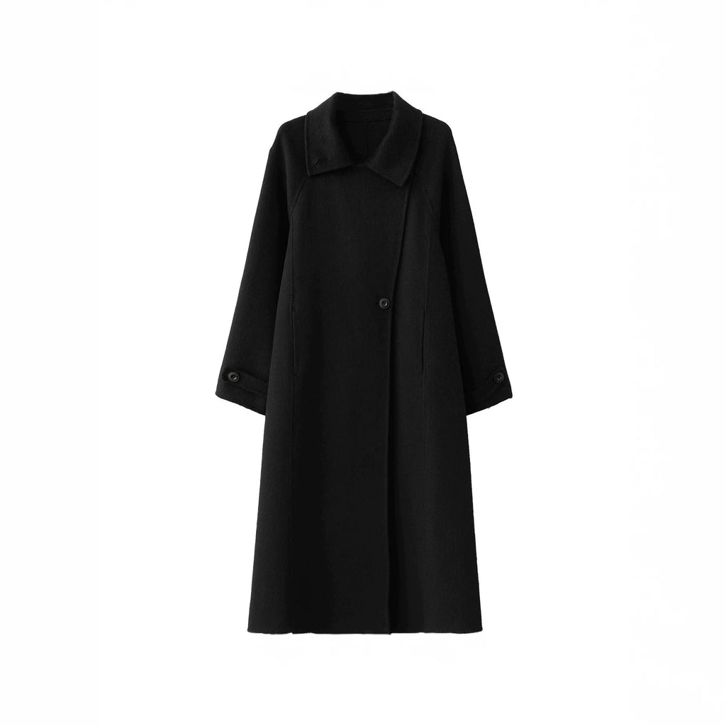 Mantel Damen Lang Lockerer Schnitt mit Stehkragen - 5 - Jasminaboutique.com