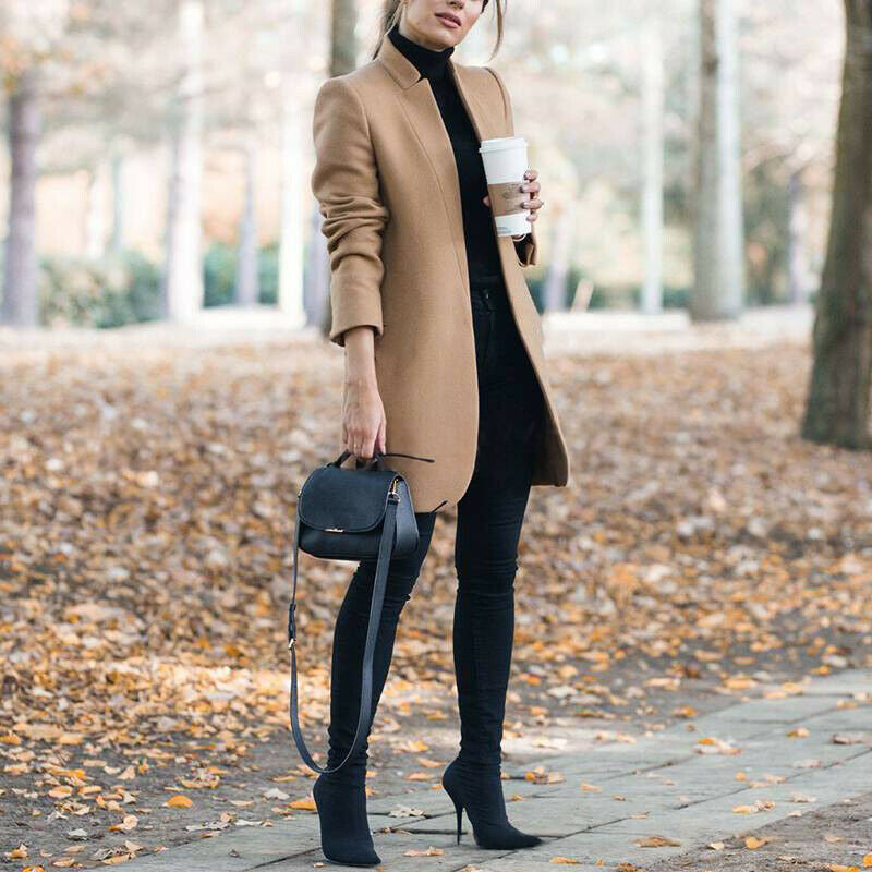 Mantel Damen Tailliert mit Stehkragen - 2 - Jasminaboutique.com