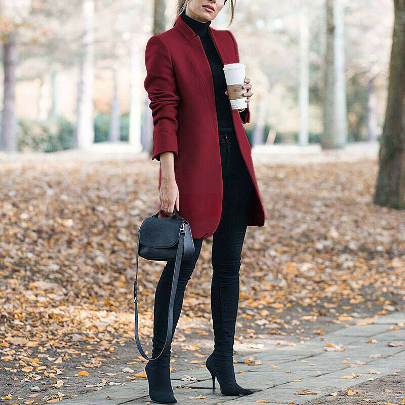 Mantel Damen Tailliert mit Stehkragen - 3 - Jasminaboutique.com