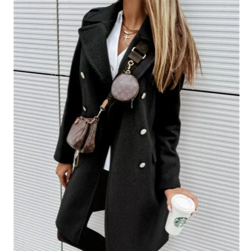Mantel Damen Doppelreiher mit Glockenärmeln - 2 - Jasminaboutique.com