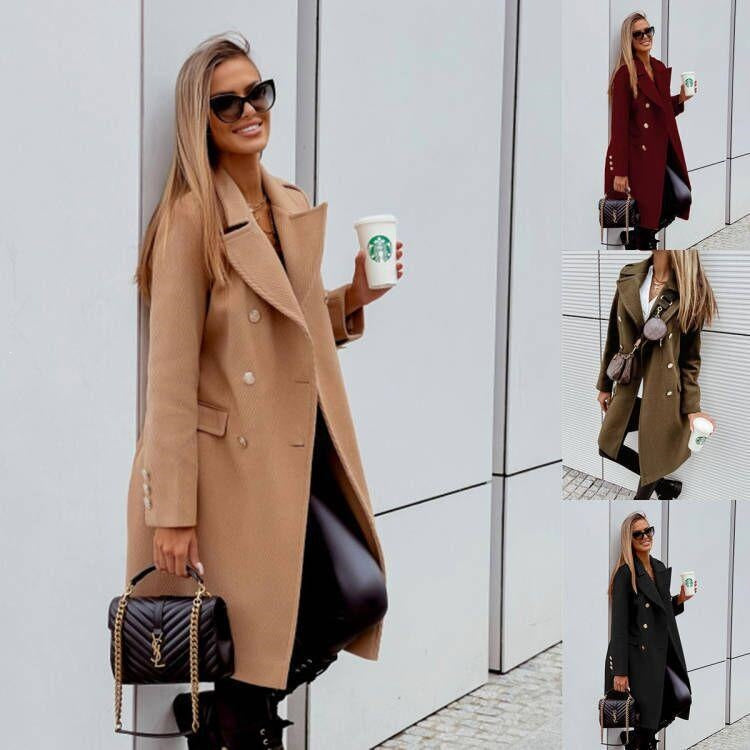Mantel Damen Doppelreiher mit Glockenärmeln - 5 - Jasminaboutique.com