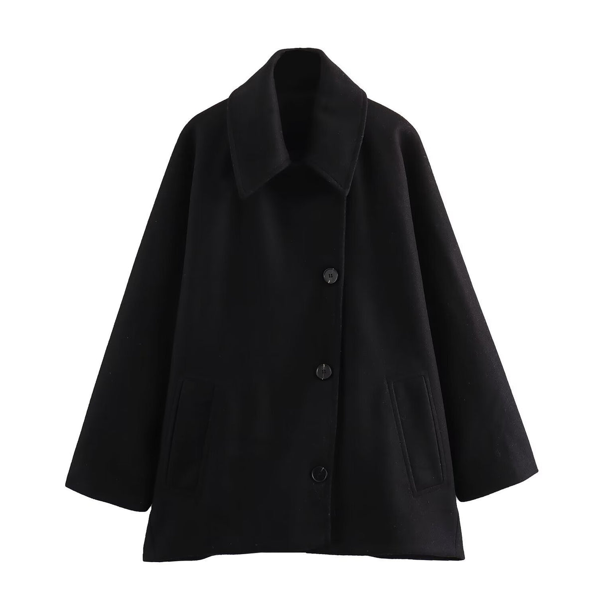 Mantel Damen Lockerer Schnitt mit Reverskragen - 2 - Jasminaboutique.com