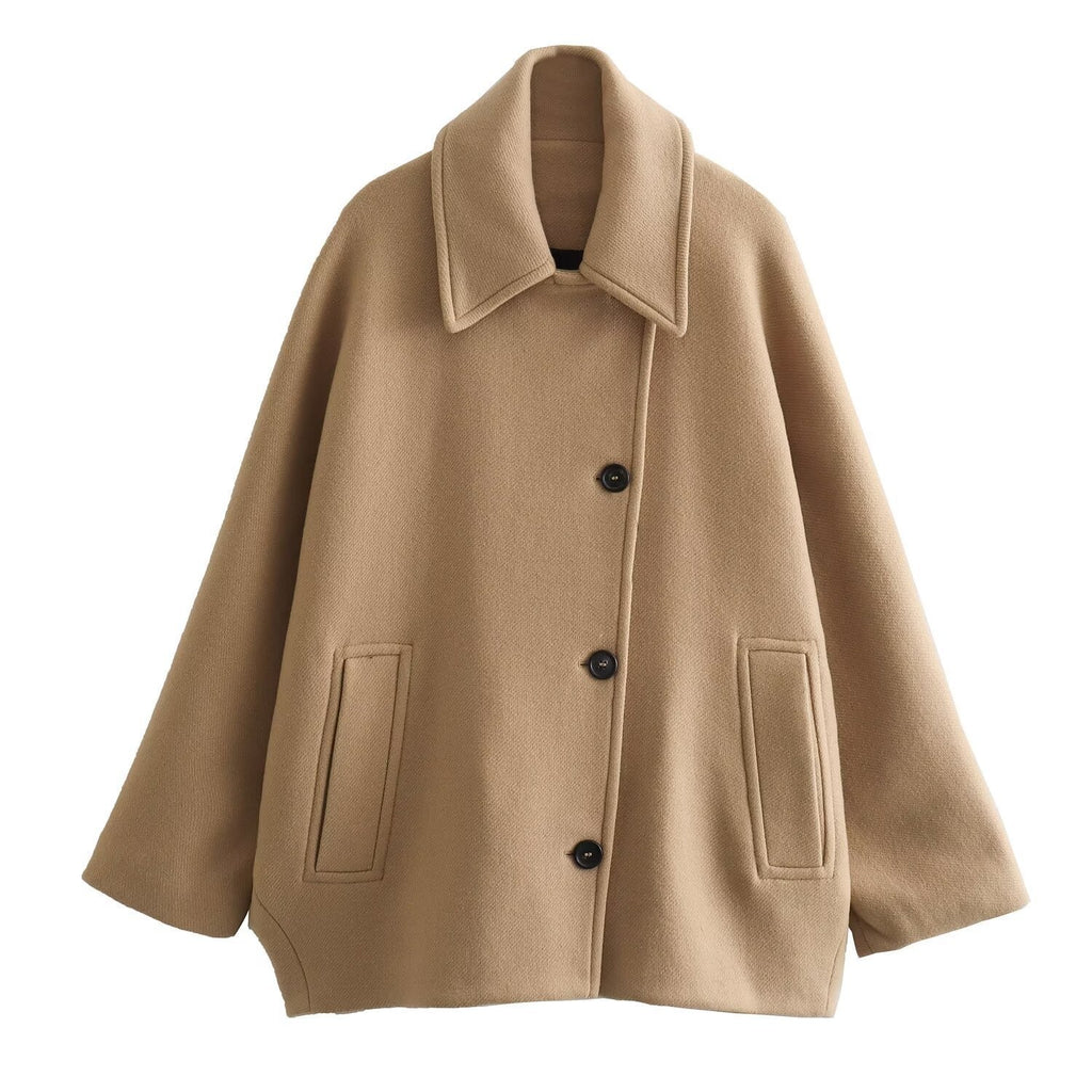 Mantel Damen Lockerer Schnitt mit Reverskragen - 4 - Jasminaboutique.com