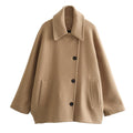 Mantel Damen Lockerer Schnitt mit Reverskragen - 4 - Jasminaboutique.com
