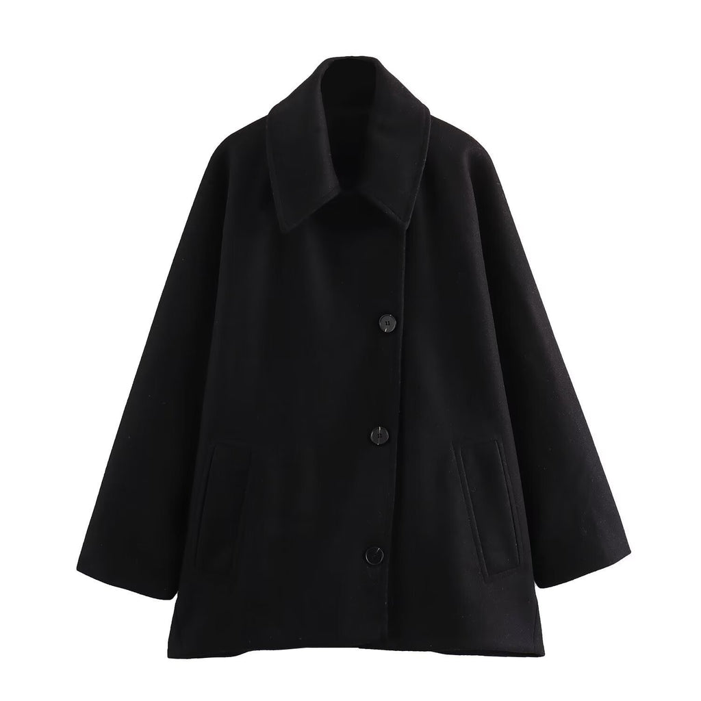 Mantel Damen Lockerer Schnitt mit Reverskragen - 5 - Jasminaboutique.com