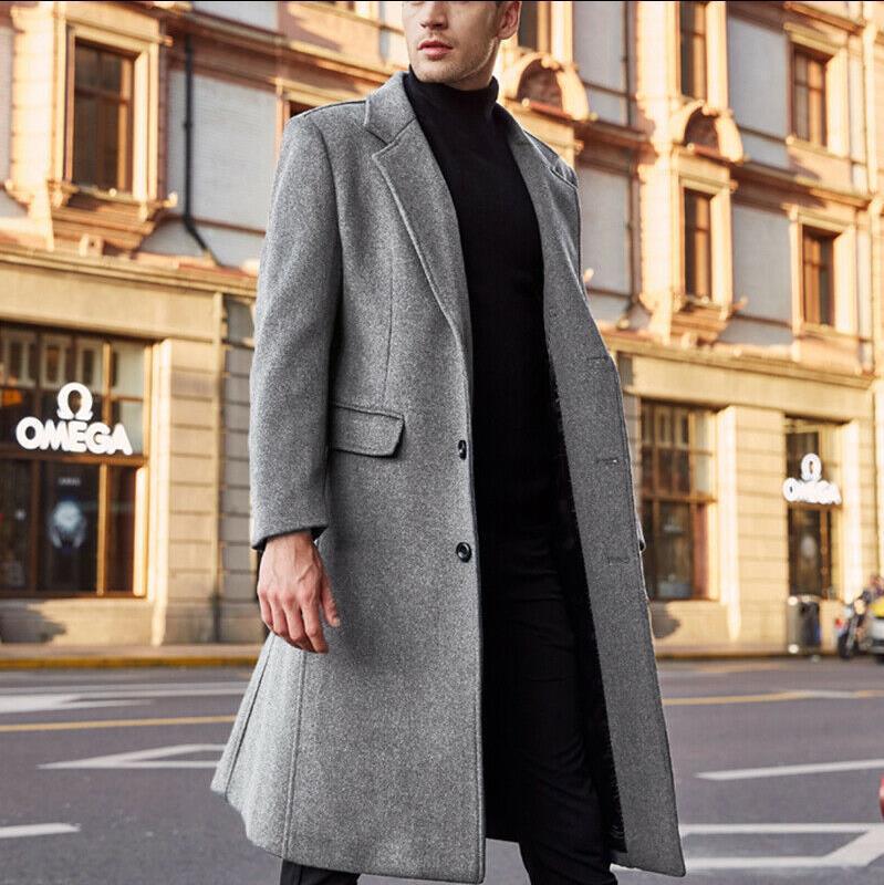 Langer Trenchcoat für Herren mit aufgesetzten Taschen - 5 - Jasminaboutique.com