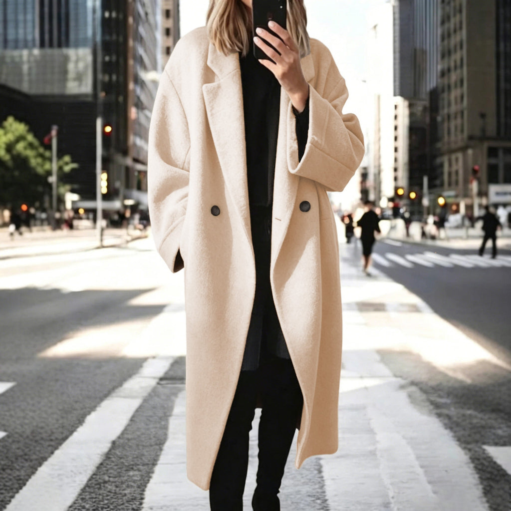 Wollmantel Damen Übergröße mit Knopfdetails - 1 - Jasminaboutique.com