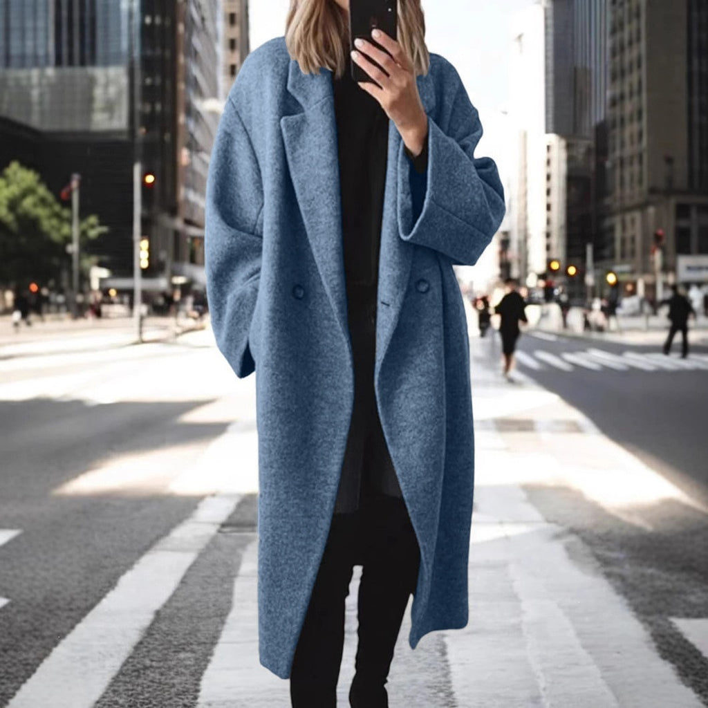 Wollmantel Damen Übergröße mit Knopfdetails - 4 - Jasminaboutique.com
