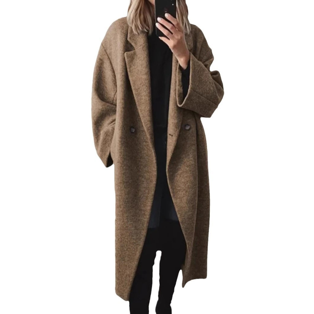 Wollmantel Damen Übergröße mit Knopfdetails - 5 - Jasminaboutique.com