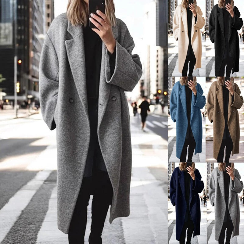Wollmantel Damen Übergröße mit Knopfdetails - 8 - Jasminaboutique.com